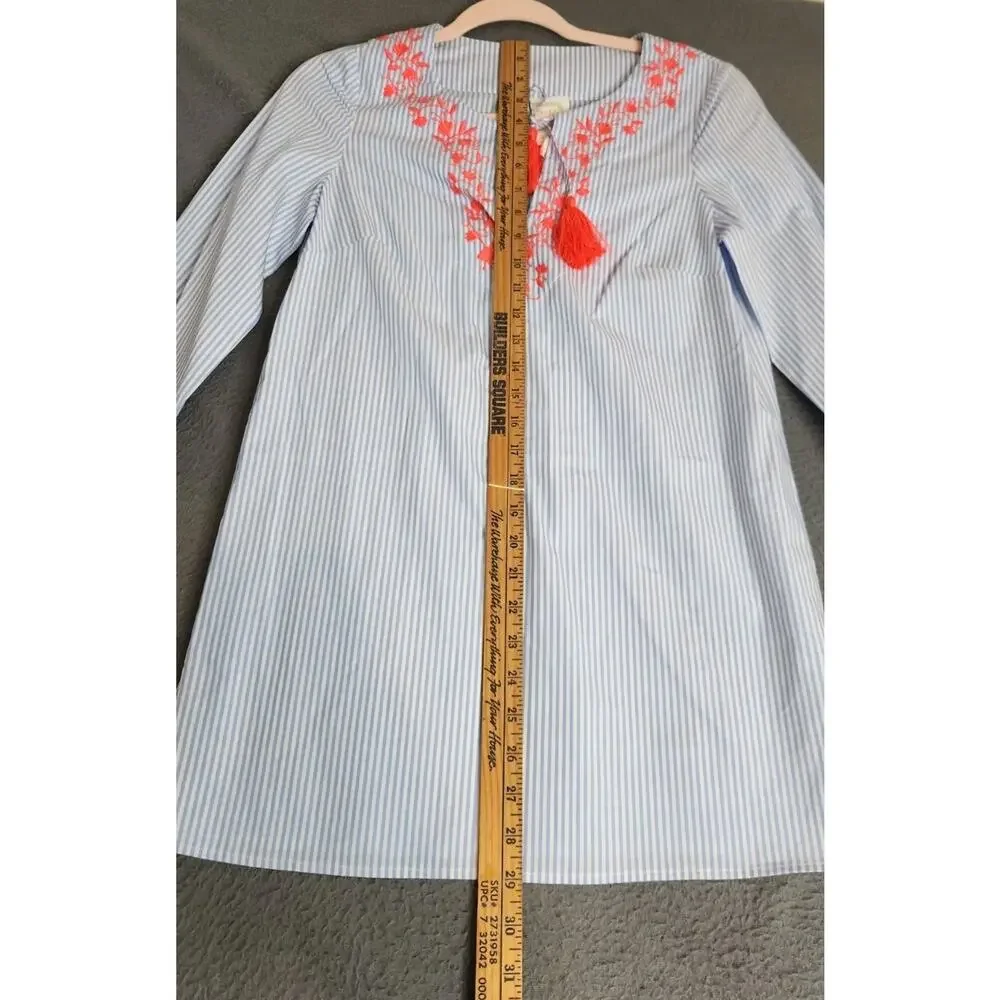 STS Sail to Sable Nautical Beachy Resort Striped Tunic Tassel 100% Cotton XS NWT
